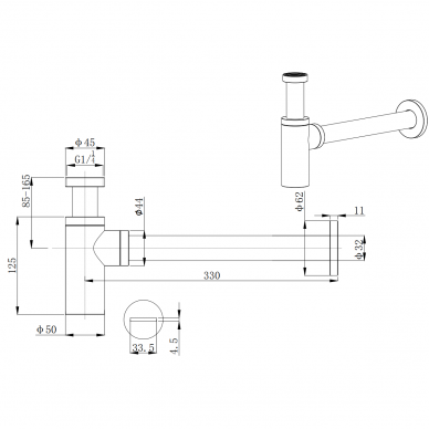 Praustuvo sifonas Cromas SFCR330 2