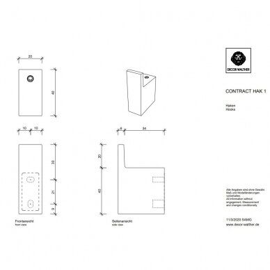 Rankšluosčių kabliukas Decor Walther Contract 2