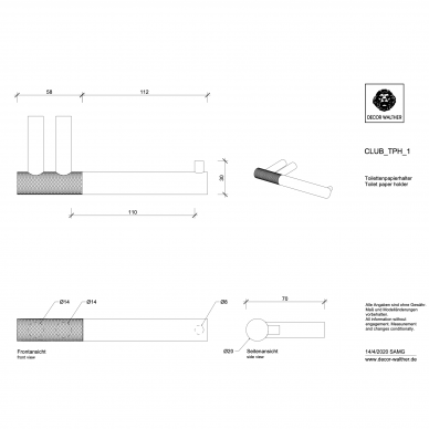 Tualetinio popieriaus laikiklis Decor Walther Club Black matt / Chrome 3